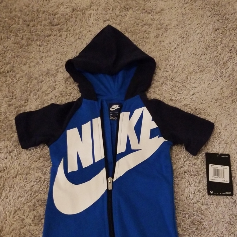 Zip-up, hoodie body suit for baby by Nike